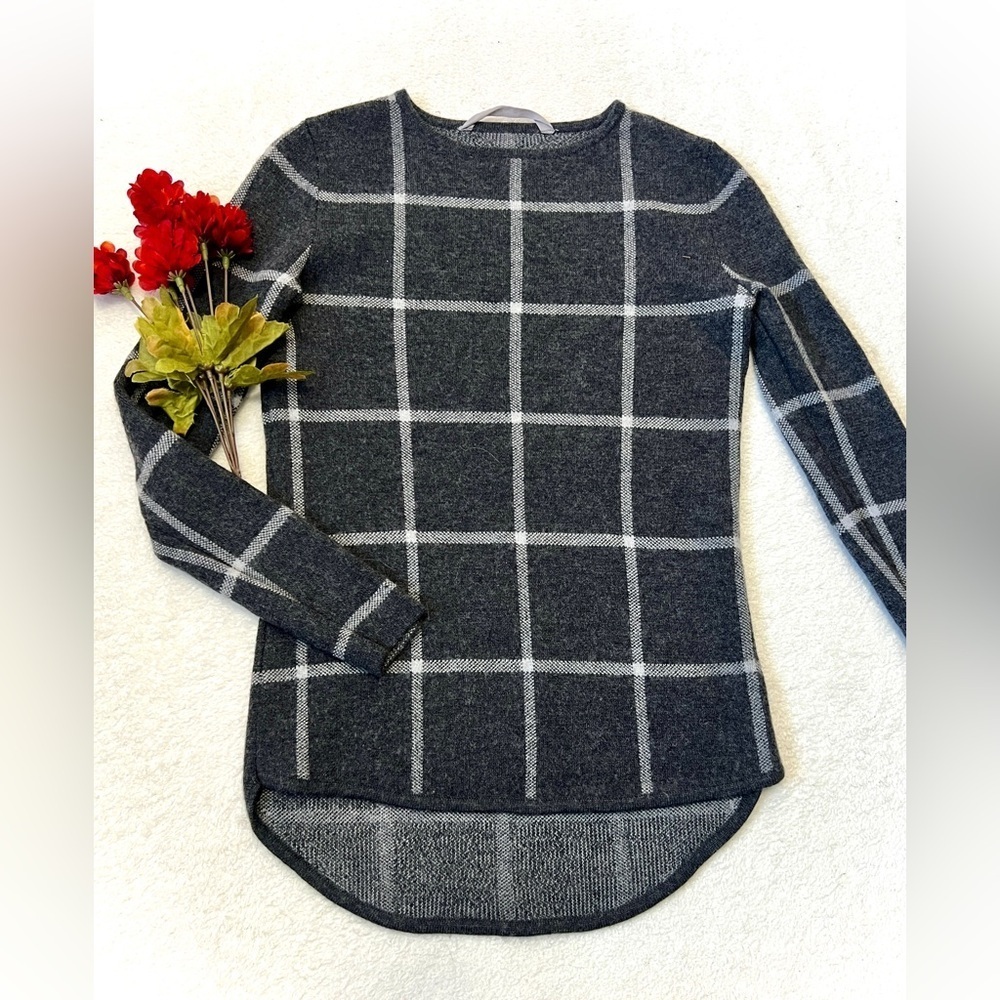 Athleta Dakota 100% Extra Fine Merino Wool Plaid Sweater - XXS
